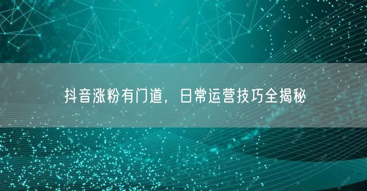 抖音涨粉有门道，日常运营技巧全揭秘