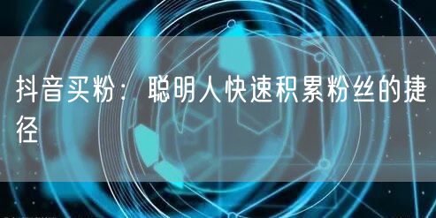 抖音买粉：聪明人快速积累粉丝的捷径