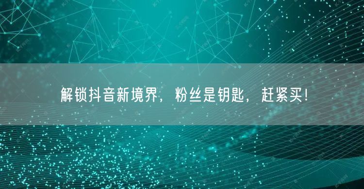 解锁抖音新境界，粉丝是钥匙，赶紧买！