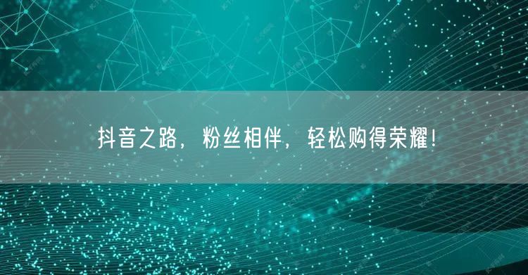 抖音之路，粉丝相伴，轻松购得荣耀！