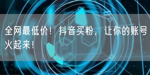 全网最低价！抖音买粉，让你的账号火起来！