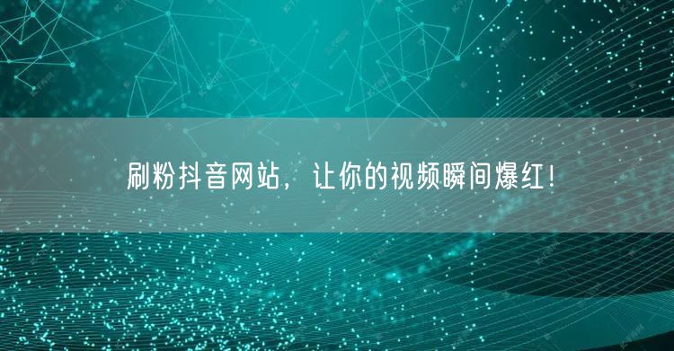 刷粉抖音网站，让你的视频瞬间爆红！