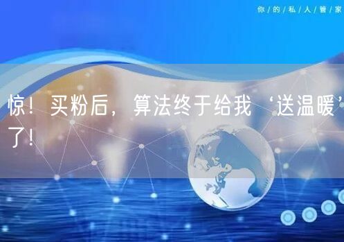 惊！买粉后，算法终于给我‘送温暖’了！