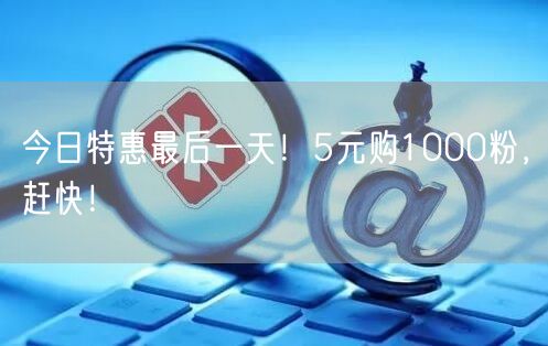 今日特惠最后一天！5元购1000粉，赶快！