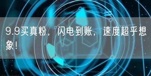 9.9买真粉，闪电到账，速度超乎想象！