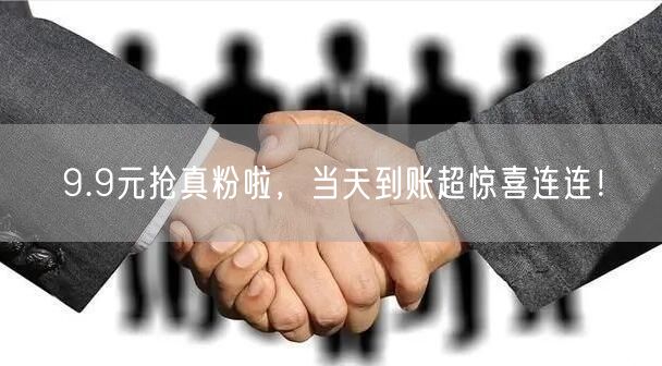 9.9元抢真粉啦，当天到账超惊喜连连！