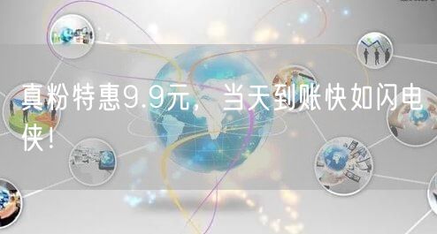 真粉特惠9.9元，当天到账快如闪电侠！
