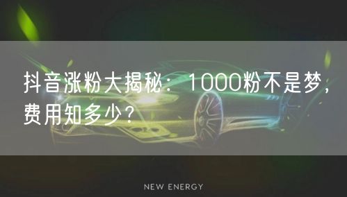 抖音涨粉大揭秘：1000粉不是梦，费用知多少？