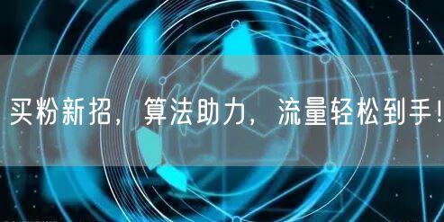 买粉新招，算法助力，流量轻松到手！