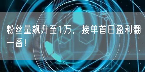 粉丝量飙升至1万，接单首日盈利翻一番！