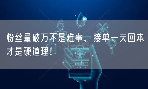粉丝量破万不是难事，接单一天回本才是硬道理！