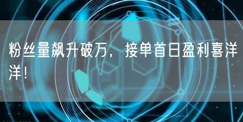 粉丝量飙升破万，接单首日盈利喜洋洋！