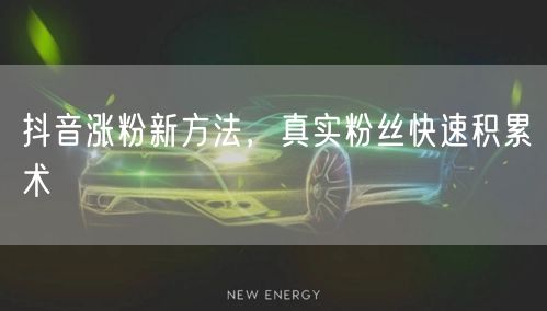 抖音涨粉新方法，真实粉丝快速积累术