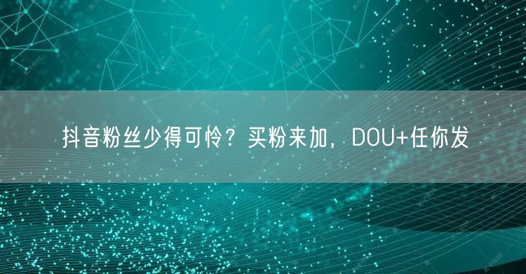 抖音粉丝少得可怜？买粉来加，DOU+任你发