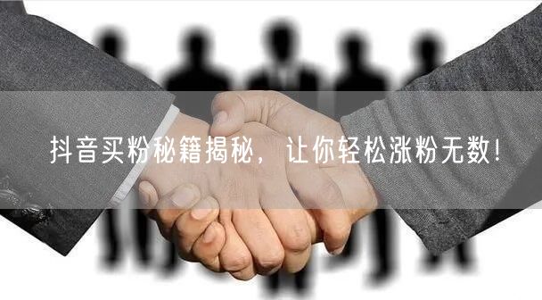 抖音买粉秘籍揭秘，让你轻松涨粉无数！